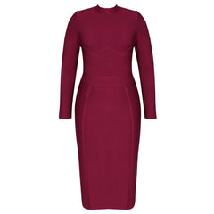 Round Neck Long Sleeve Bandage Dress PFHJ672