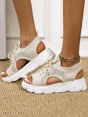Open Toe Knitted Platform Sandals