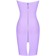 Strapless Sleeveless Plain Mini Bandage Dress