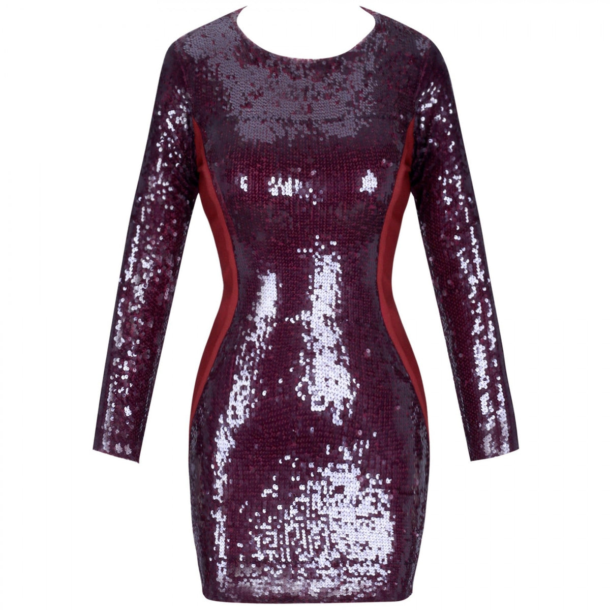 Round Neck Long Sleeve Mesh Mini Bodycon Dress HI998