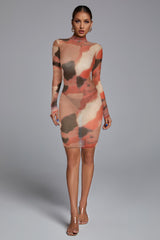 High Neck Long Sleeve Distinctive Mini Dress FP210313