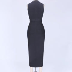 Round Neck Sleeveless Sequined Maxi Bodycon Dress HT0528