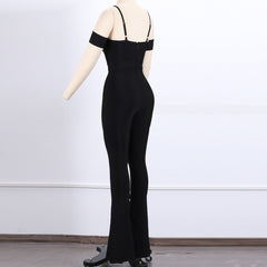 Strappy Short Sleeve Cut Out Bandage Jumpsuit