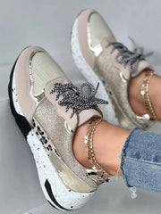 Glitter Leopard Print Casual Sneakers