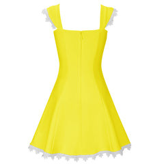 Square Collar Backless Mini Bandage Dress