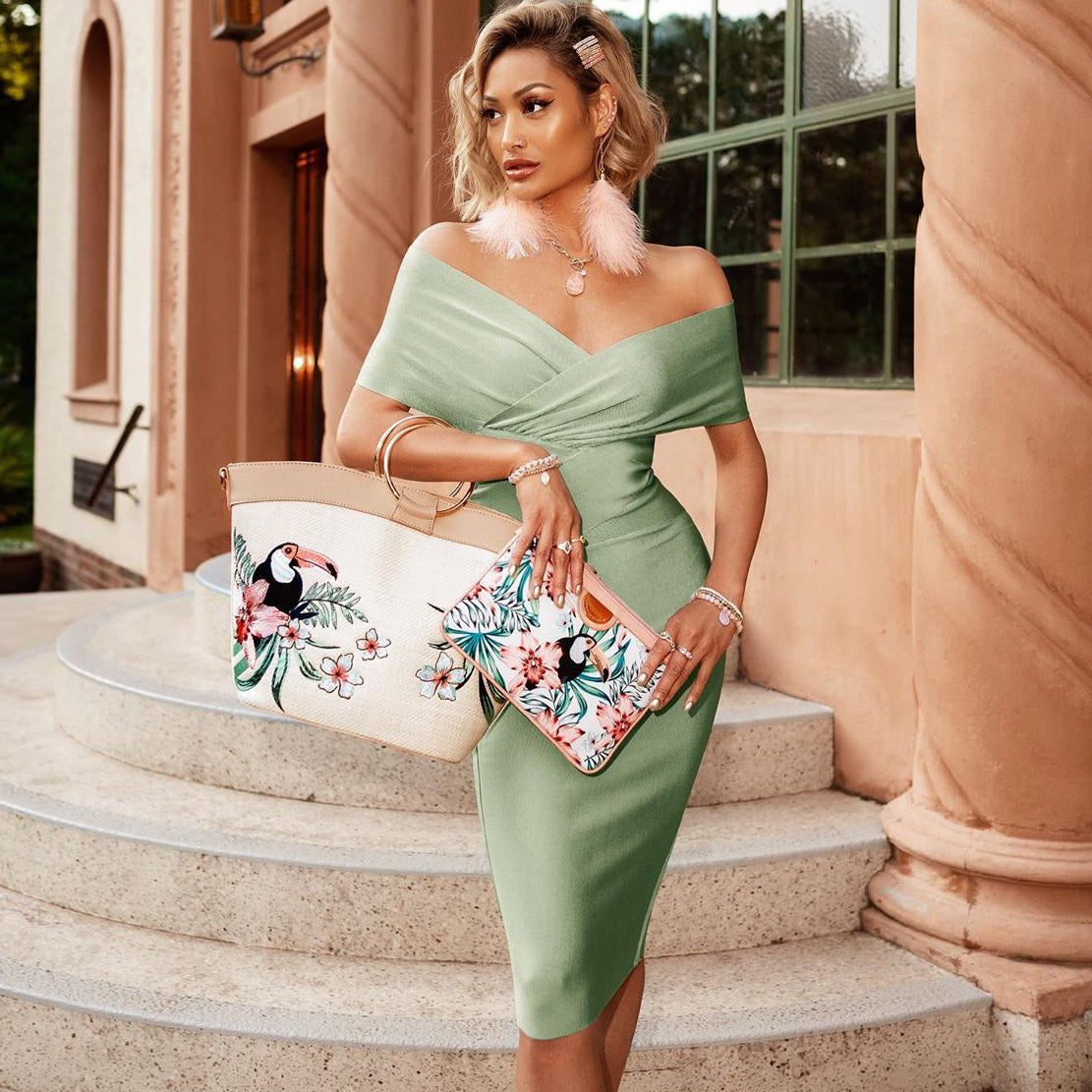 Off Shoulder Short Sleeve Elegant Bandage Dress