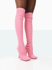 Knitted Square Toe Over The Knee Boot