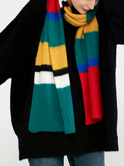 Knitted Color Block Long Scarf