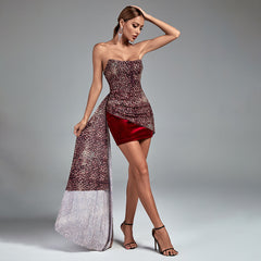 Leopard Print Draping Corset Dress