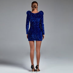 V Neck Sequined Mini Bodycon Dress