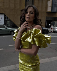 Off Shoulder Pleated Mini Bodycon Dress