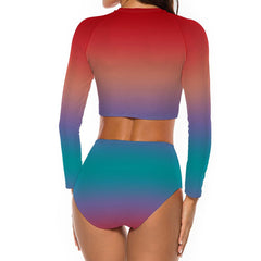 Red-blue 2 Piece Sun Protection Bikini Swimwear