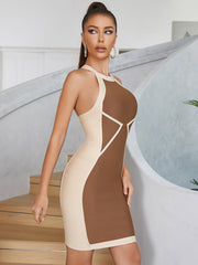 Round Neck Sleeveless Mini Distinctive Bandage Dress