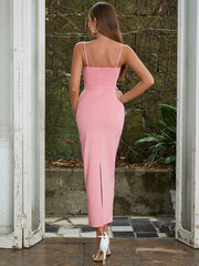 Strappy Sleeveless Plain Maxi Bodycon Dress