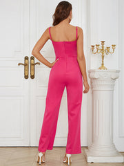 Strappy Sleeveless Zipper Bodycon Jumpsuit
