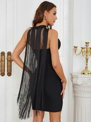 Strapless Sleeveless Tassels Mini Bandage Dress