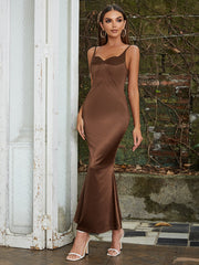 Strappy Sleeveless Fishtail Maxi Bodycon Dress