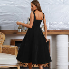 Strappy Sleeveless Midi Frill Bodycon Dress