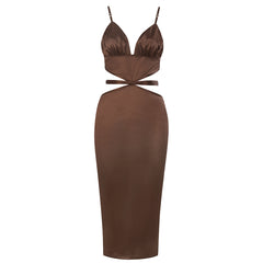 Strappy Sleeveless Midi Cut Out Bodycon Dress