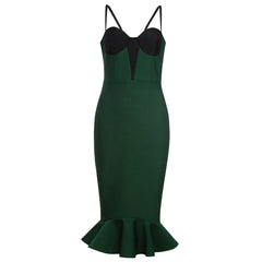 Strappy Sleeveless Midi Fishtail Bandage Dress