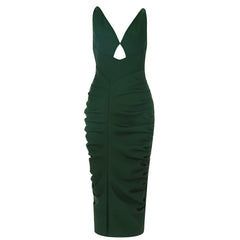 V Neck Sleeveless Midi Backless Bandage Dress