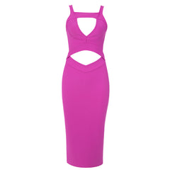 Square Collar Sleeveless Midi Cut Out Bandage Dress
