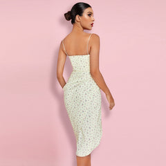 Strappy Lemon Floral Bodycon Dress