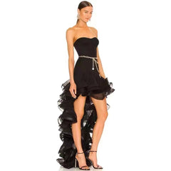 Strapless Sleeveless Maxi Frill Bandage Dress