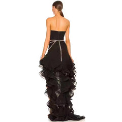 Strapless Sleeveless Maxi Frill Bandage Dress