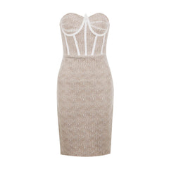 Strapless Sleeveless Lace Midi Bandage Dress