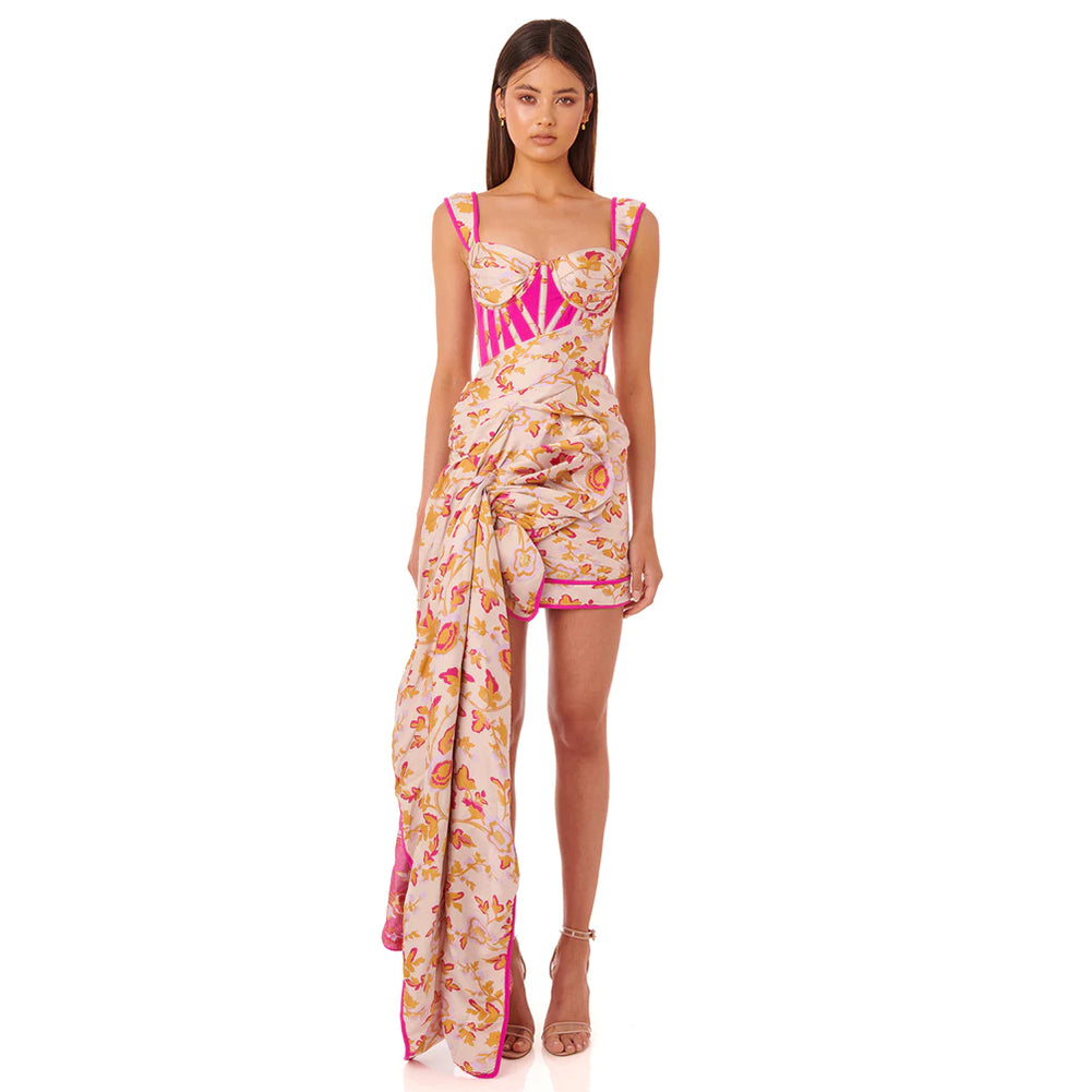 Square Collar Sleeveless Mini Frill Bodycon Dress