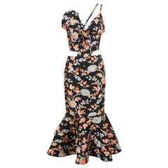 One Shoulder Sleeveless Midi Fishtail Bodycon Dress