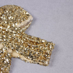 Off Shoulder Short Sleeve Sequined Mini Bodycon Dress