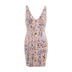 Strappy Sleeveless Sequined Mini Bodycon Dress