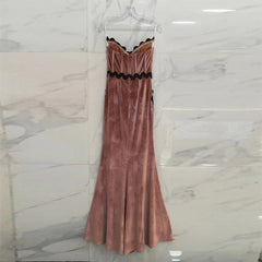 Strapless Sleeveless Mesh Maxi Bodycon Dress