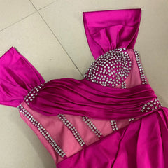 Off Shoulder Short Sleeve Rhinestone Maxi Bodycon Dress