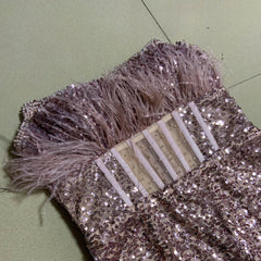 Strapless Sleeveless Sequined Maxi Bodycon Dress