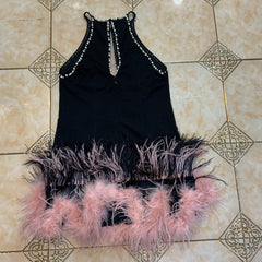 Round Neck Sleeveless Mini Bubble Beads Bodycon Dress