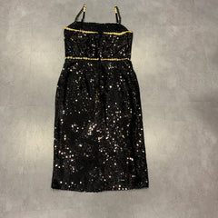 Strappy Sleeveless Midi Sequined Bodycon Dress