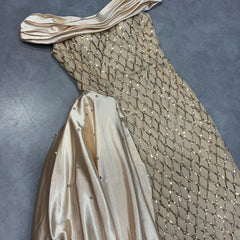 Off Shoulder Short Sleeve Draping Corset Gown