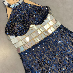 Round Neck Sleeveless Maxi Sequins Dress