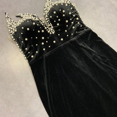 Strapless Sleeveless Maxi Pearl Bodycon Dress