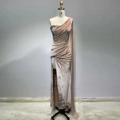 One Shoulder Sleeveless Maxi Sequins Bodycon Dress