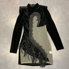 High Neck Diamente Embellished Mini Bodycon Dress