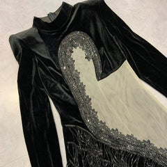 High Neck Diamente Embellished Mini Bodycon Dress