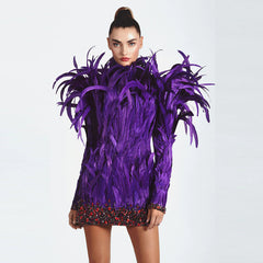 High Neck Diamente Embellished Mini Bodycon Dress