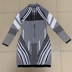 Jacquard-Knit Pattern Mini Dress