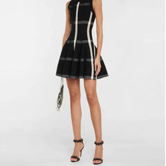 Round Neck Striped Mini A-line Dress