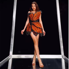 Strapless Sleeveless Pearl Mini Bodycon Dress