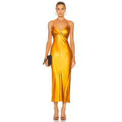 Strappy Sleeveless Midi Metallic Bodycon Dress